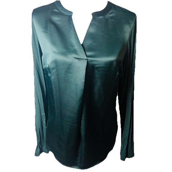 Calvin Klein Tops - Calvin Klein Sz M Emerald Green V-Neck Long Sleeve Blouse Career